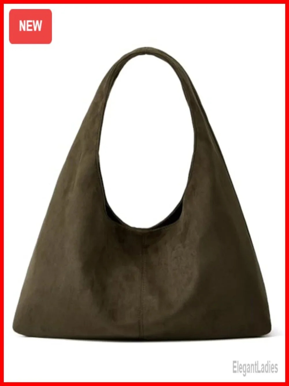 Suede Tote Bag Crescent Shoulder Handbag Underarm Purse Work Bag